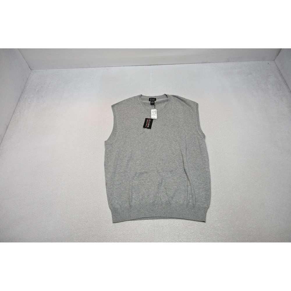 Jos. A. Bank Sweater Vest Mens XL Light Grey Pima Cotton V-Neck NWT